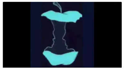 A mind-bending image: Apple core or two faces?